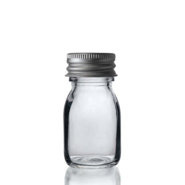 Botella-Sirop-de-vidrio-claro-30ml-con-tapón-de-aluminio