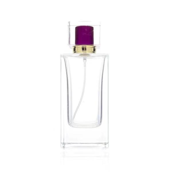 Clear Flat Square Spray Perfume Bottle nrog Xim Npog 1