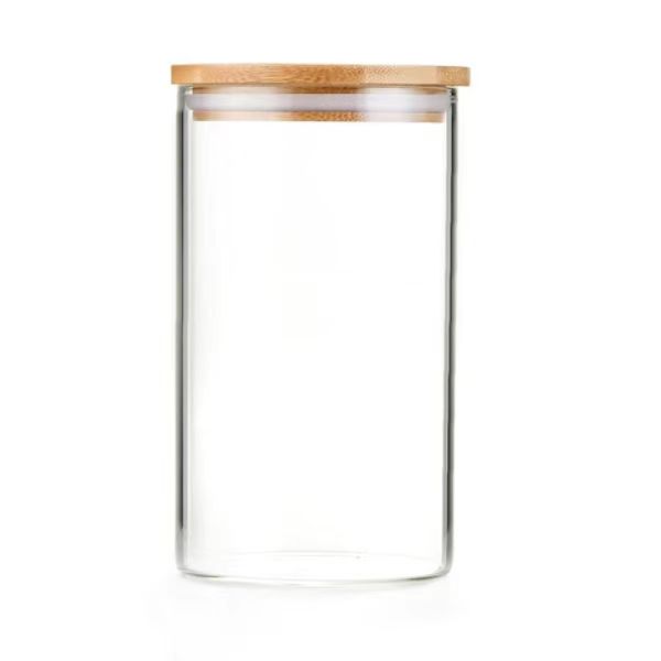 Förvaringsbehållare för bulkmat i klarglas med lufttäta bambulock4