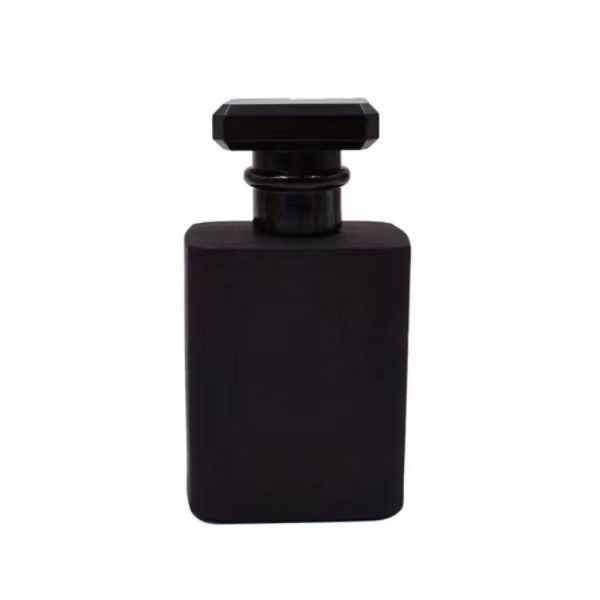 Botella de perfume en spray cuadrada plana, incluida (negro+blanco) 2