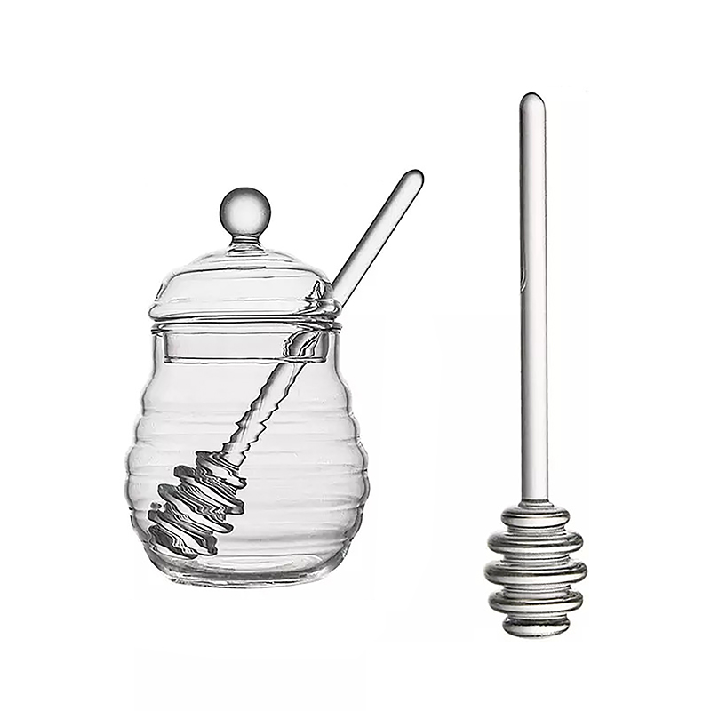 蓋付き家庭用透明ガラス蜂蜜瓶 (2)