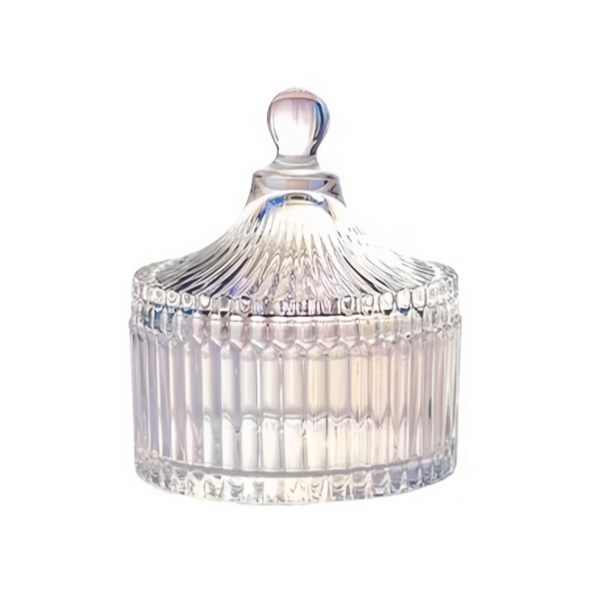 Frascos de vela de vidro transparente requintados e luxuosos com tampa 2