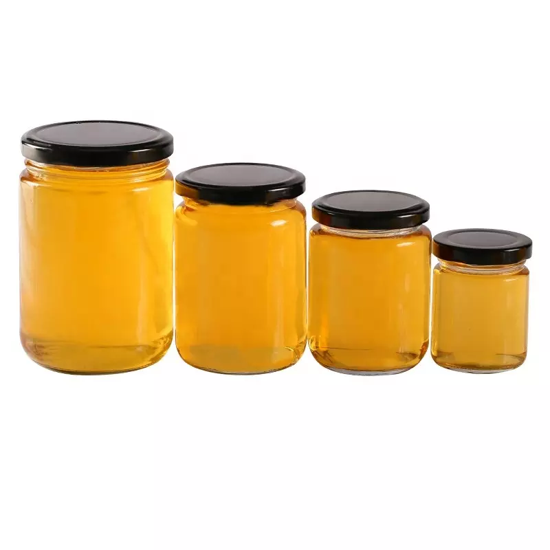 Vaso di miele trasparente classico rotondo di alta qualità all'ingrosso (4)
