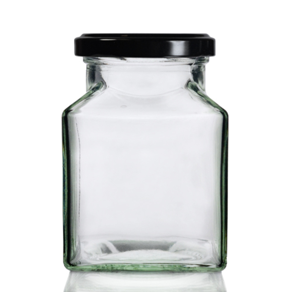 200ml-Square-Glass-Jar-w-53mm-Black-Lid