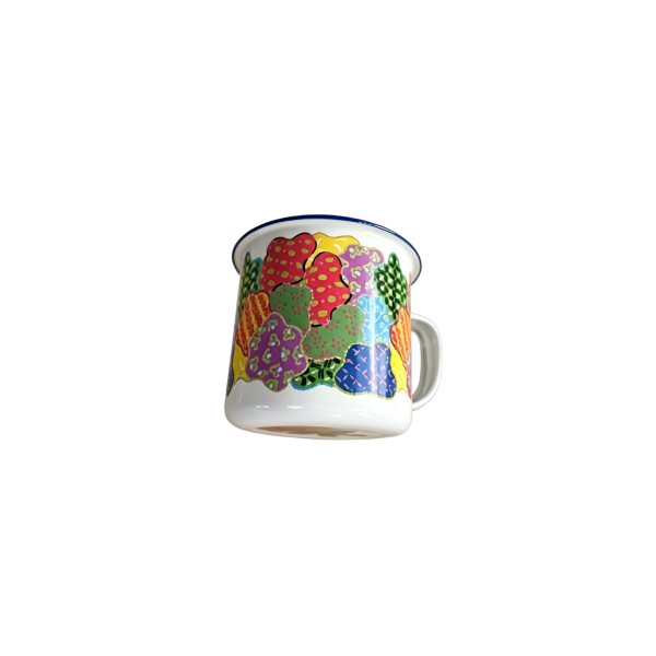 210ml Folk Patchwork Printed Enamel Custom Mug (1)