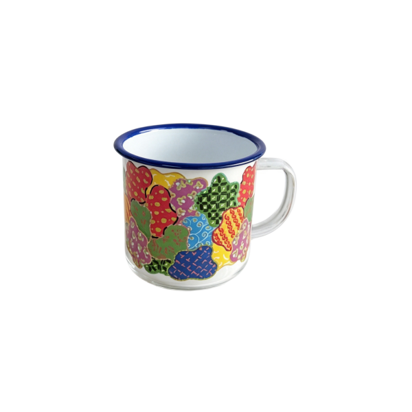 210ml Folk Patchwork Printed Enamel Custom Mug (2)