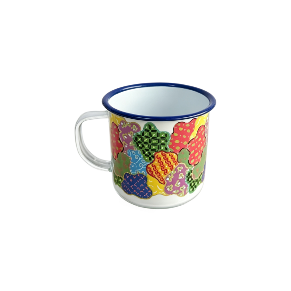210ml Folk Patchwork Printed Enamel Custom Mug (4)