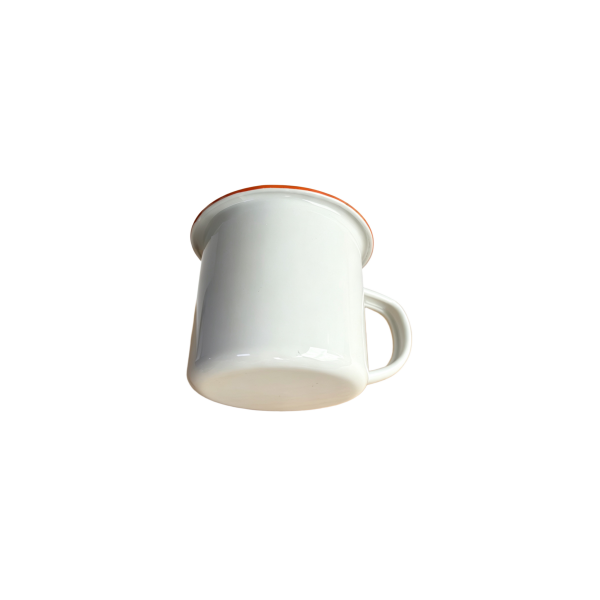 300ml Solid White Enamel Mug With Orange Rim (4)