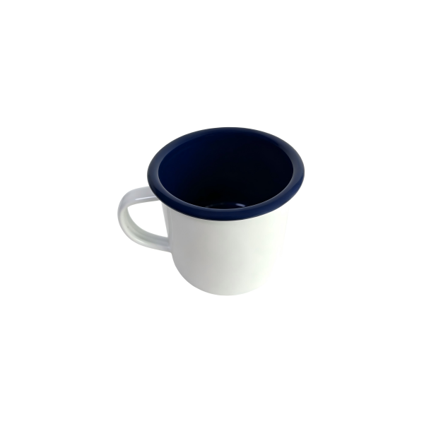 310ml Blank Enamel Beer Mug With Navy Blue Rim (3)