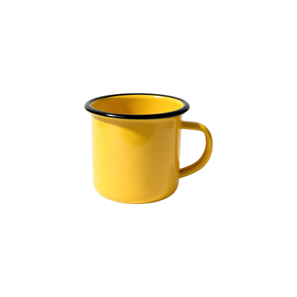 310ml Bright Yellow Enamel Camping Mug With Black Rim (4)
