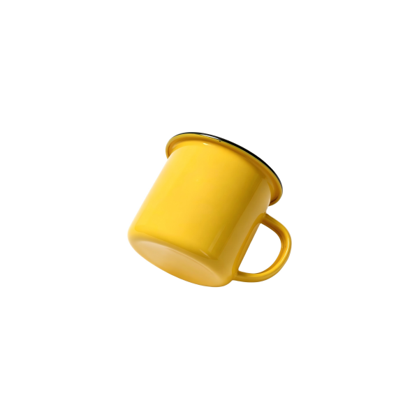 310ml Bright Yellow Enamel Camping Mug With Black Rim (6)