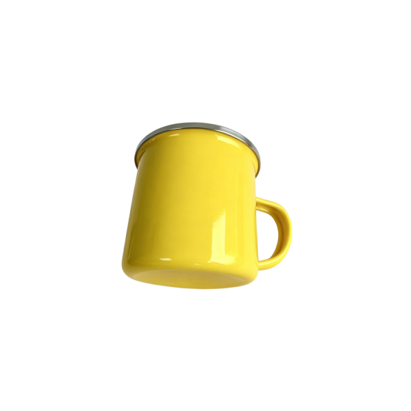 310ml Bright Yellow Enamel Mug With Silver Rim (5)