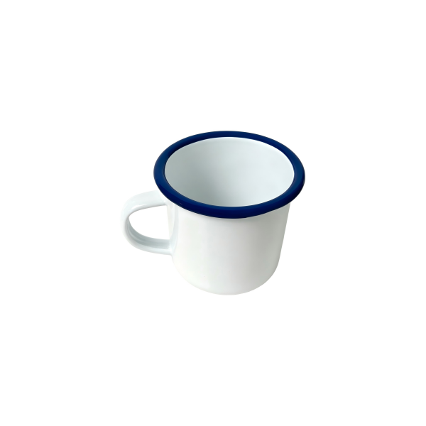 310ml Plain Enamel Mug With Deep Blue Rolled Rim (3)