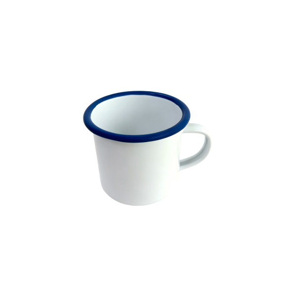 310ml Plain Enamel Mug With Deep Blue Rolled Rim (4)