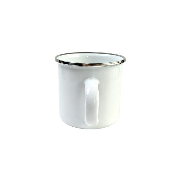 320ml White Enamel Mug With Silver Metal Rim (4)