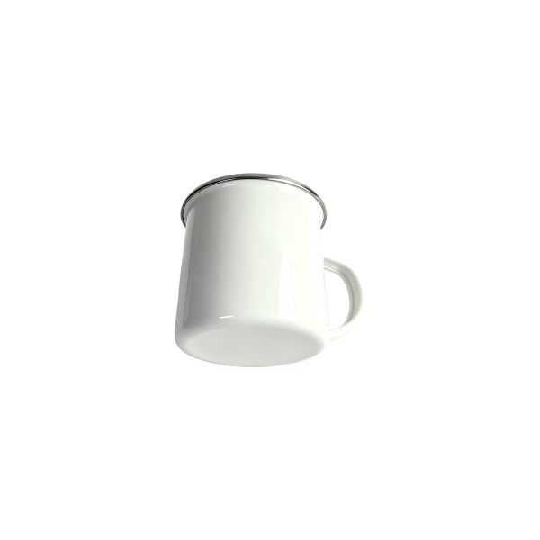 320ml White Enamel Mug With Silver Metal Rim (5)