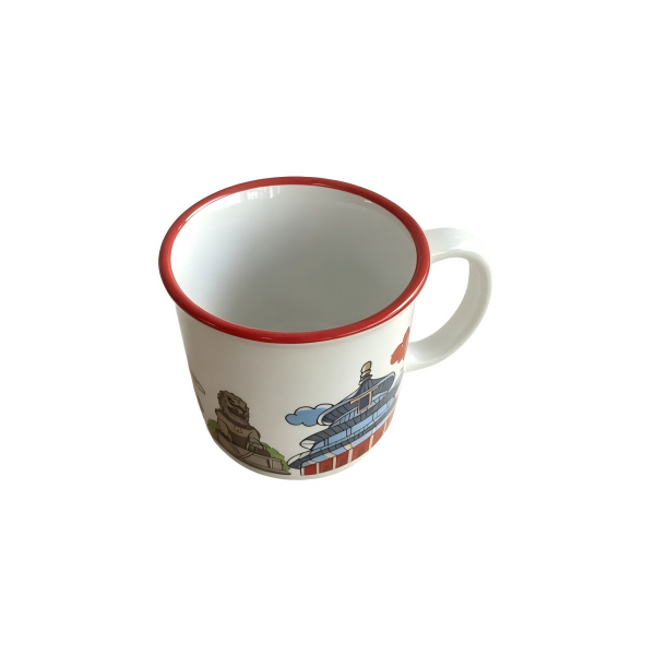 350ml Beijing City Illustration Red Rim Enamel Look Ceramic Mug (4)