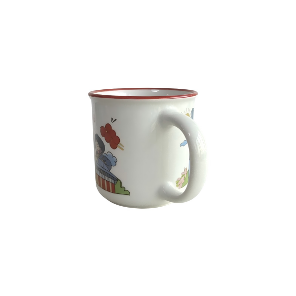 350ml Beijing City Illustration Red Rim Enamel Look Ceramic Mug (8)