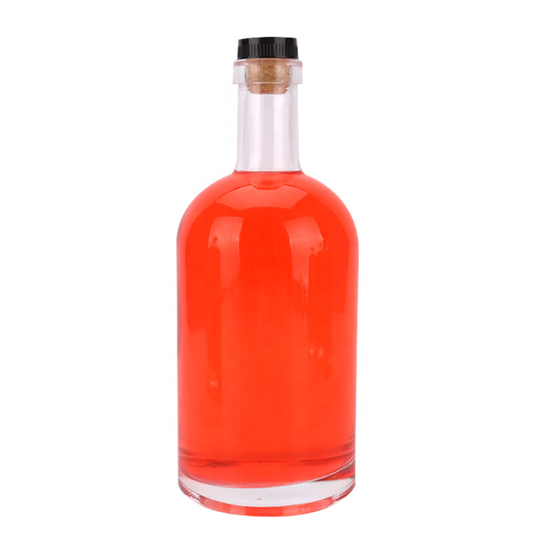 500ml clear glass spirit bottle with cork cap