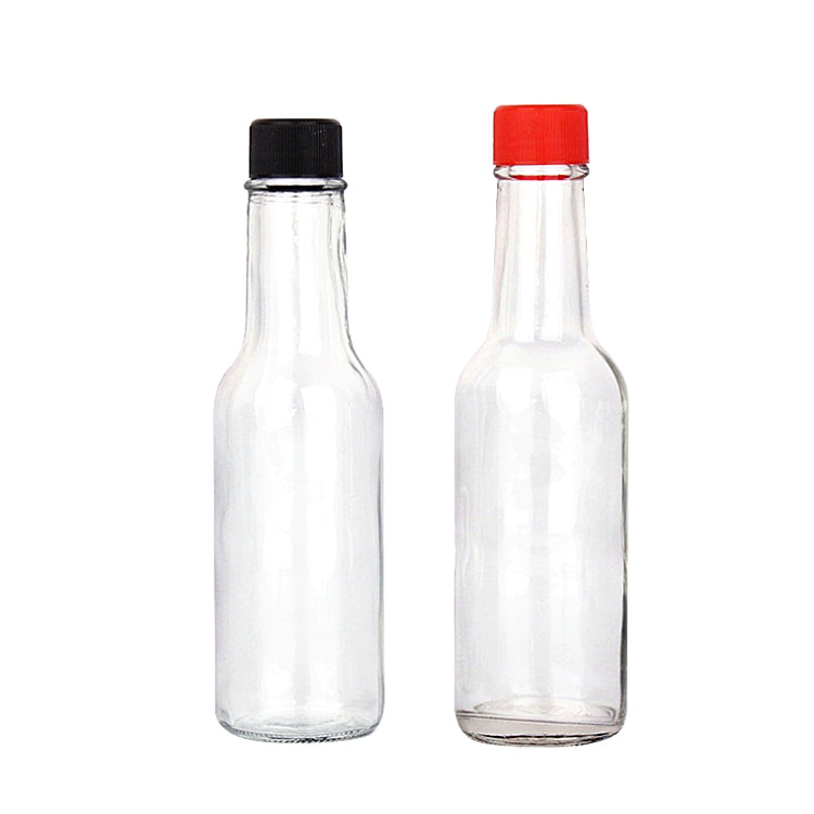 5oz (150ml) Flint (Clear) Glass Woozy Sauce Bottle Round - 24-490 Neck