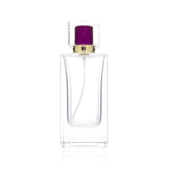 Clear Flat Square Spray Perfume Bottle with Colored Cover1