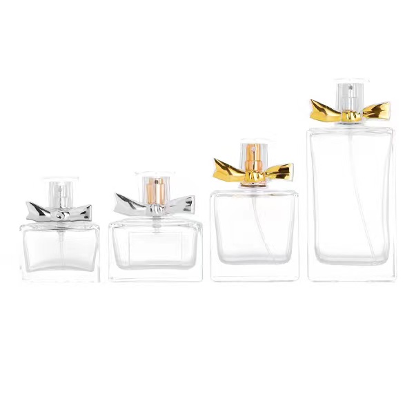 Transparent Glass Perfume Bottle with Bow-shaped Stopper 4