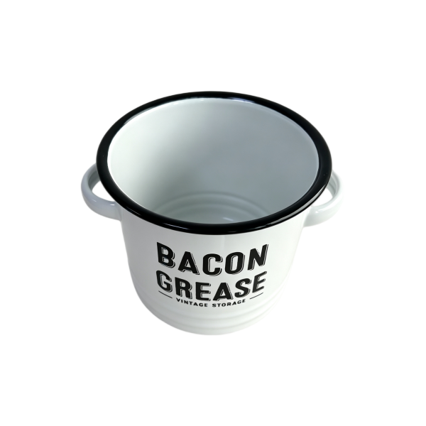 Vintage Enamel Bacon Grease Storage Pot with Lid & Dual Side Handles, 1.2L Kitchen Lard Can (4)