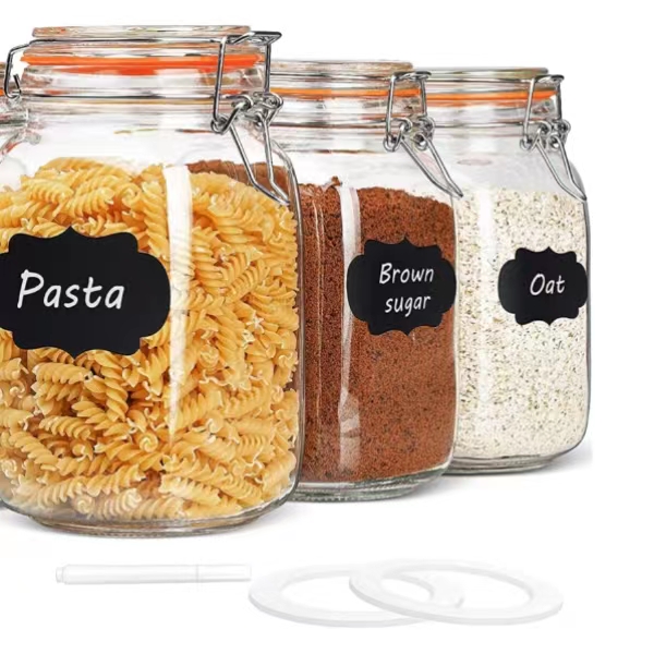 Wide Mouth Mason Jars with Clip Top Lids for Kitchen 1
