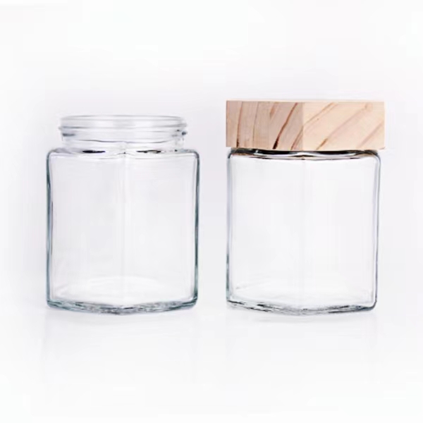 hexagon honey jar with bamboo lid3